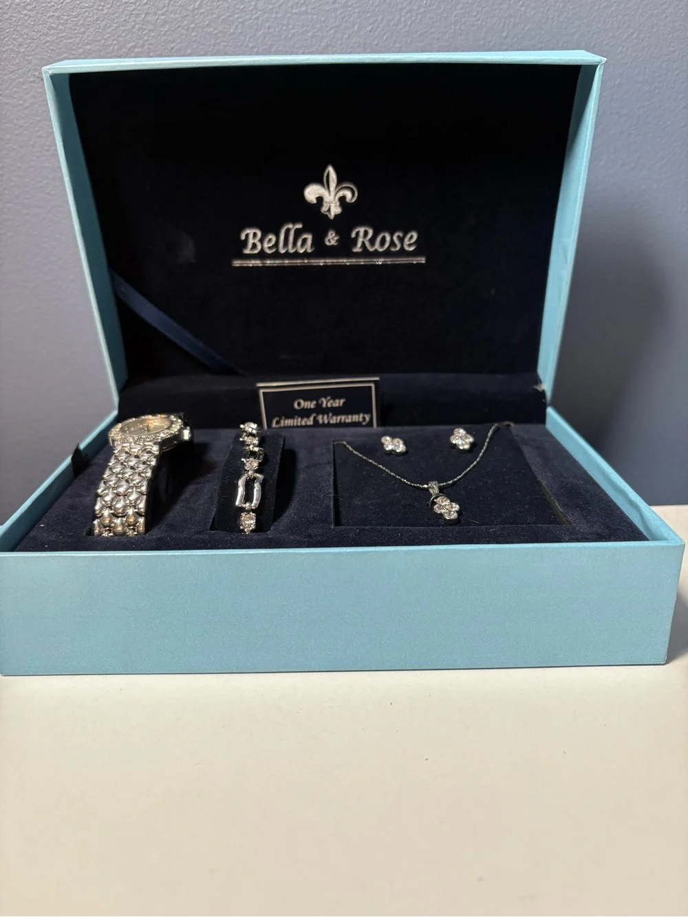 Bella + Rose 4 Piece Silver Tone Jewelry Set Brand New